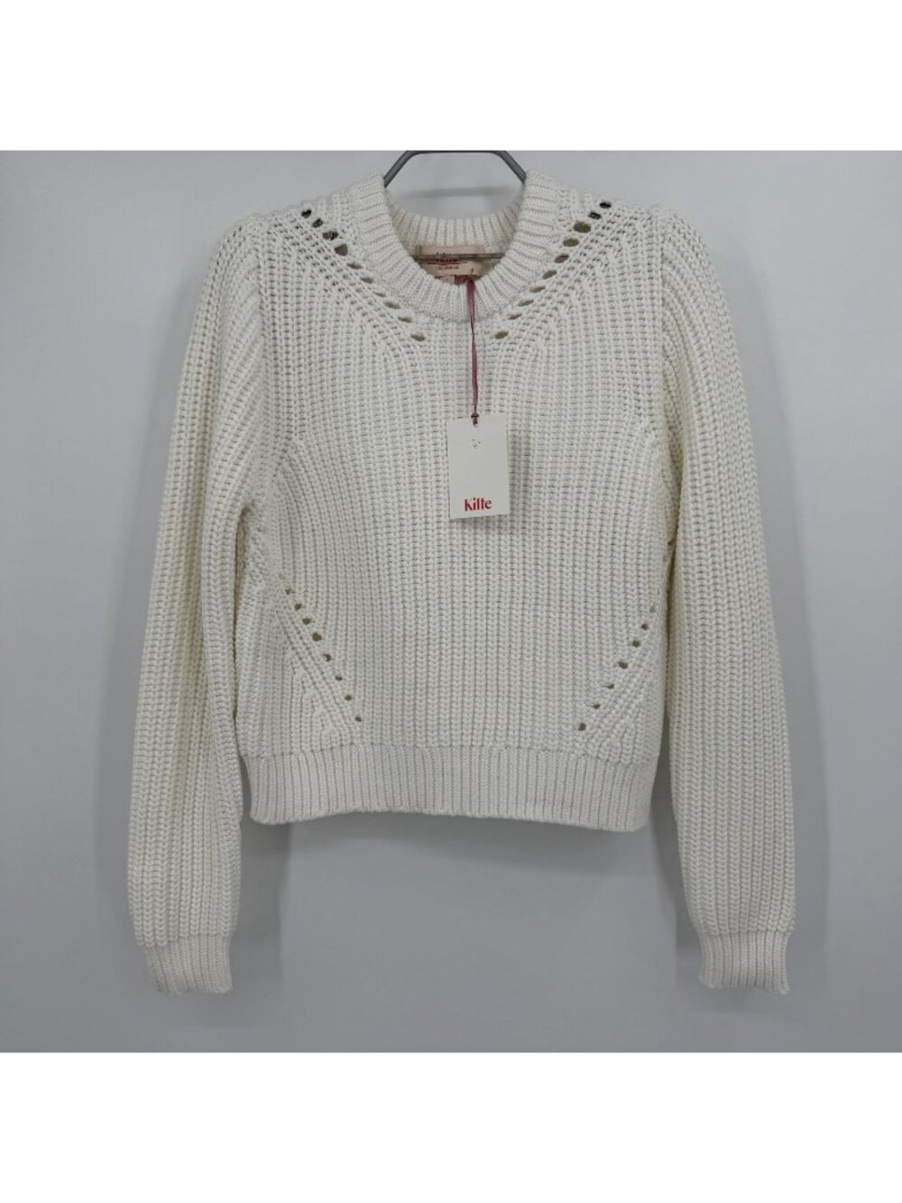 Kilte Collection Victoria Pullover Crew Neck Sweater size 1/XS-S in Blanc-Ivory